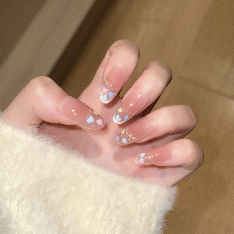 Dopa Press Love Small Clear Wearable Nails Handmade Nude Blush Ice Transparent Cat Eye French Style Removable Nails for Whitening