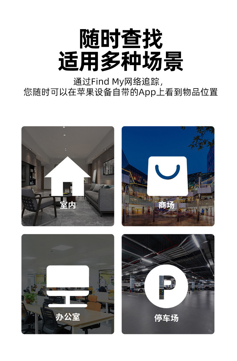 Apple Find My compatible AirTag, card-style smart wallet