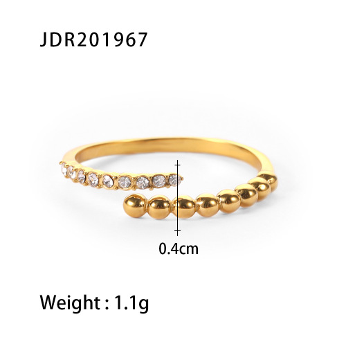 Jieding Europa y América Anillo abierto de diamantes de acero inoxidable de oro de 18k Anillo de sentido avanzado Joyas de mano de acero de titanio Rings transfronterizos