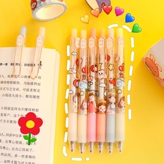 Metal pen clip, push-button, neutral pen for students, Japanese bullet tip 0.5mm, push-type, cute Instagram-style black pen