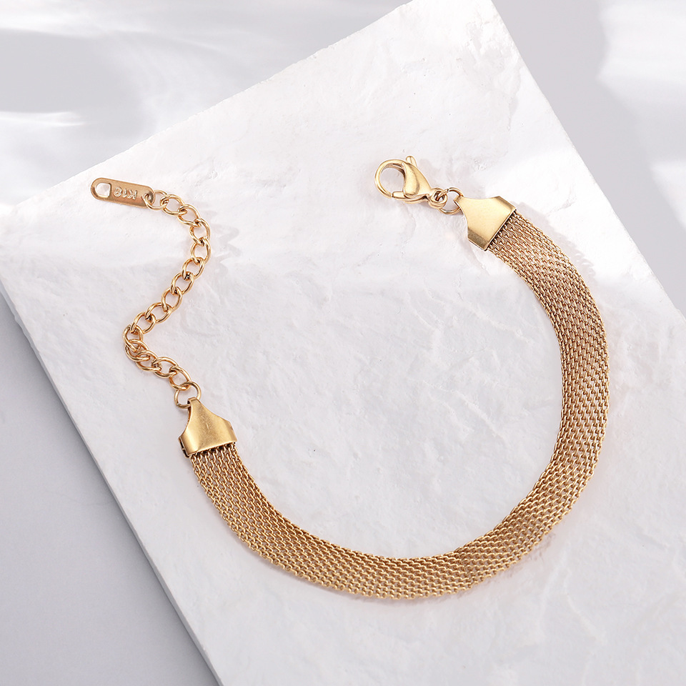 6g Weight 18K Gold Plated Plating Material Bracelets Classification Fashion Geometric Titanium Steel Plating Bracelets