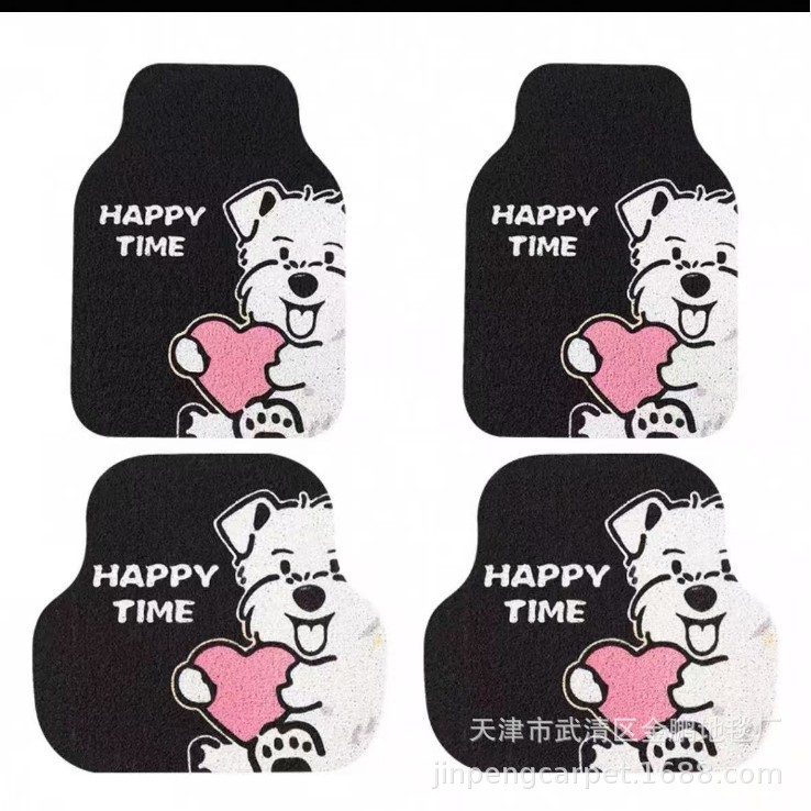 Car Floor Mats with Wire Loops, Cartoon Design, Anti-Dirt, Non-Slip, Special-Shaped, Wear-Resistant, Easy to Maintain, Suitable for Electric Vehicles