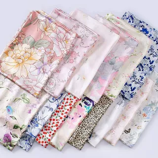 真丝面料布料桑蚕丝素绉缎印花连衣裙旗袍服装花色布料