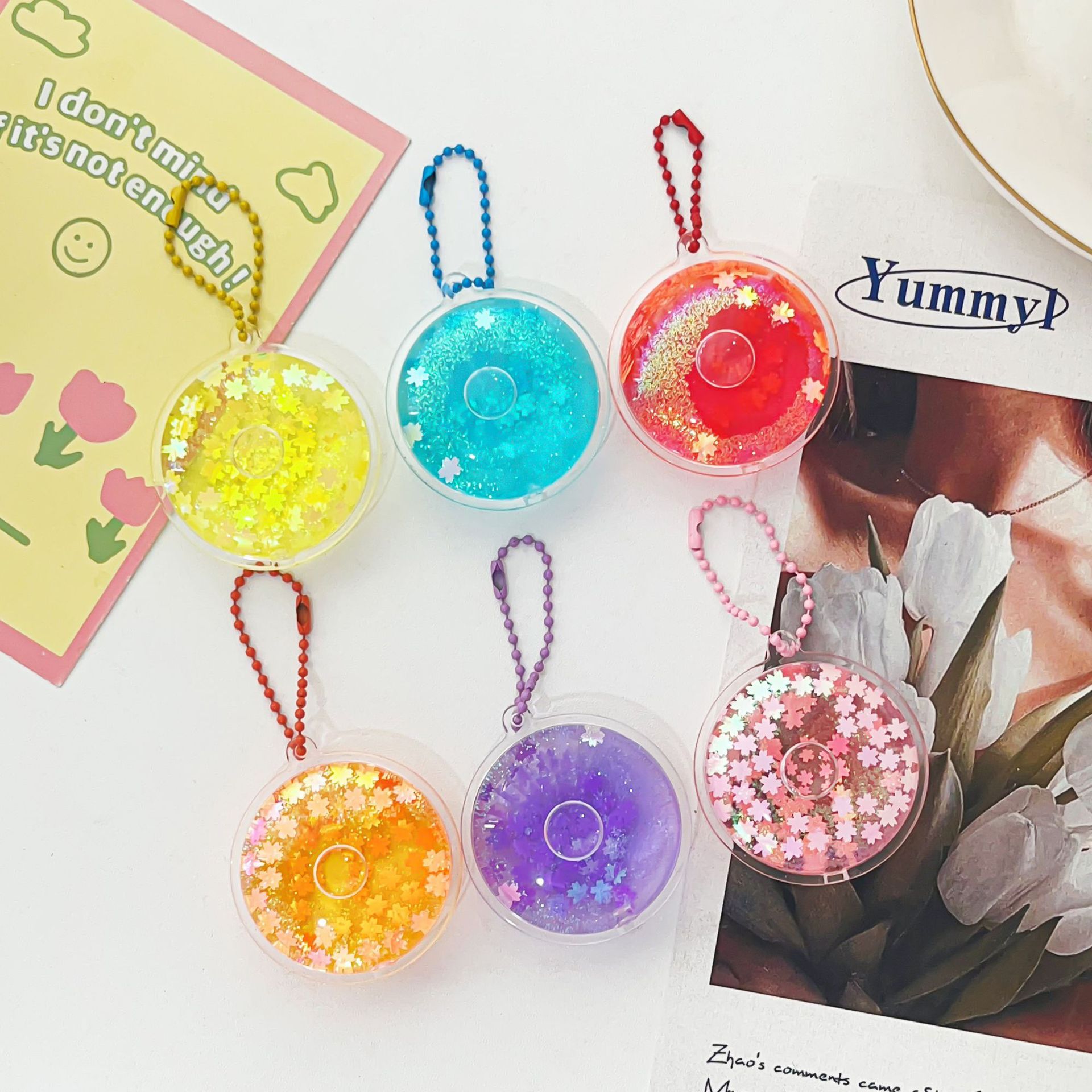 Colgante acrílico DIY creativo puede personalizar en arena flotante de petróleo flash colgante accesorios llaveros bolsas colgantes regalo