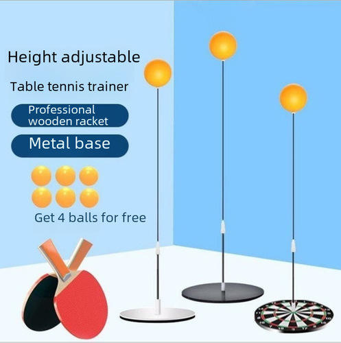 JIANQING Table Tennis Trainer for Children, Household Elastic Soft Shaft Racket Indoor Solo Training Set, Cross-border