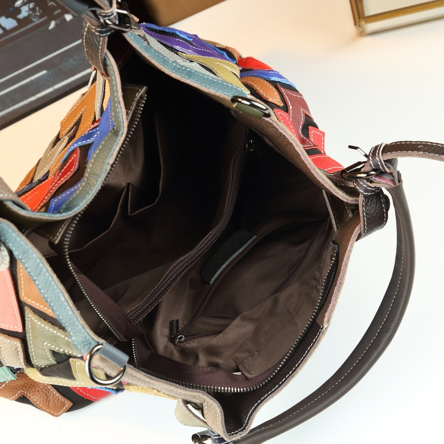 Retro Women's Crossbody Handbag Genuine Leather Patchwork Shoulder Bag Fashion Trendy_voghion.com