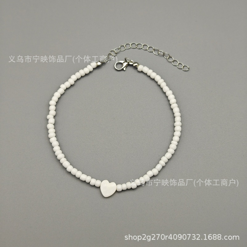 European and American Cross-Border New Jewelry Necklace Bohemian Rice Bead Necklace Ethnic Style Rose Quartz Gravel Natural Stone Foot Ornaments