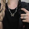 Retro necklace from pearl hip-hop style, trend small design pendant suitable for men and women, internet celebrity