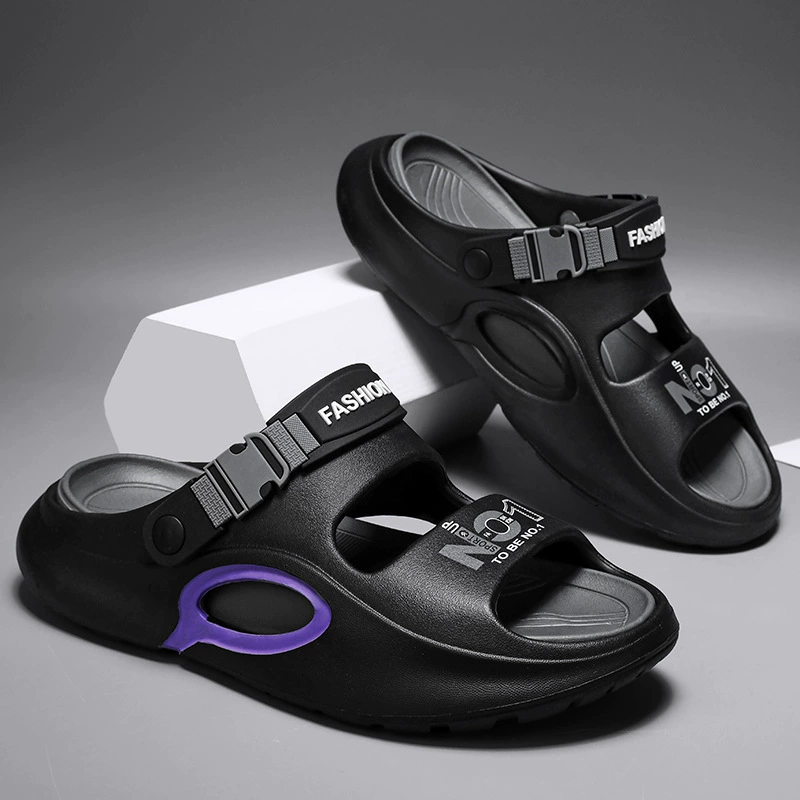 Мужские тапочки двойного назначения для летней верхней одежды, нескользящие тапочки с двойными ремешками, пляжные сандалии для спорта и отдыха на открытом воздухе.