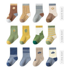 Children's socks 2024 Spring New Product Cute Cartoon A Type Boneless Boy Baby Socks Mid Calf Cotton Socks Wholesale