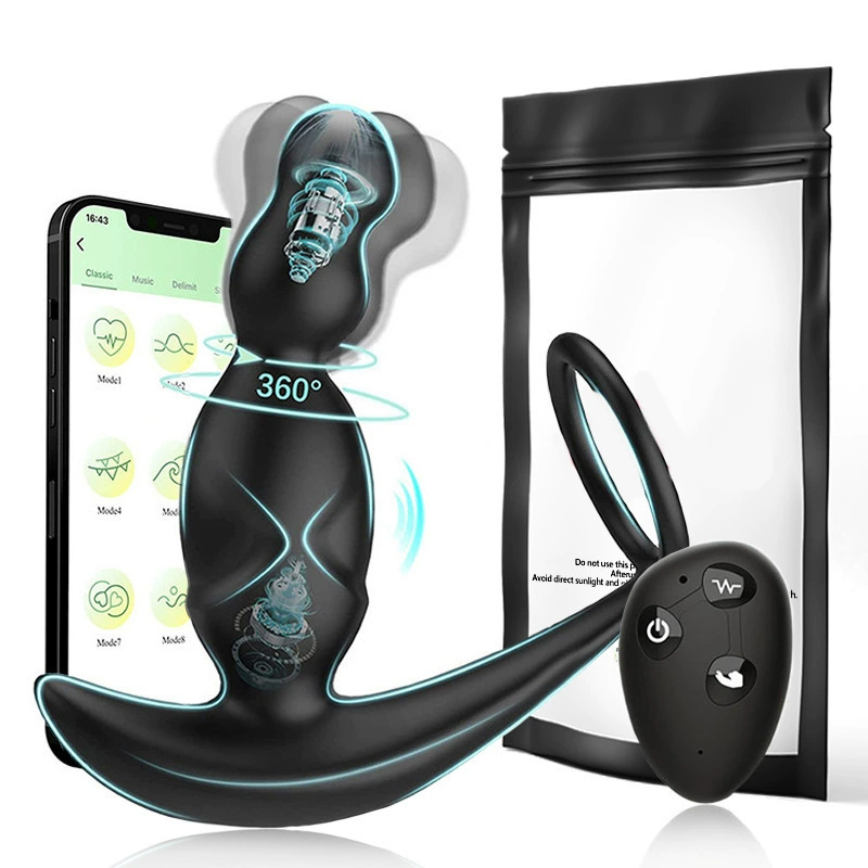 Анальный стимулятор Anruilu, массажер простаты, кольцо для задержки эякуляции, вращающийся, вибрирующий, с дистанционным управлением, секс-игрушка для взрослых.