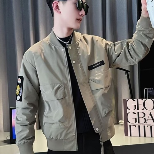 Men's Black Flight Jacket Coat | Spring/Summer High-End Cool & Handsome American-Style Baseball Wear for Men