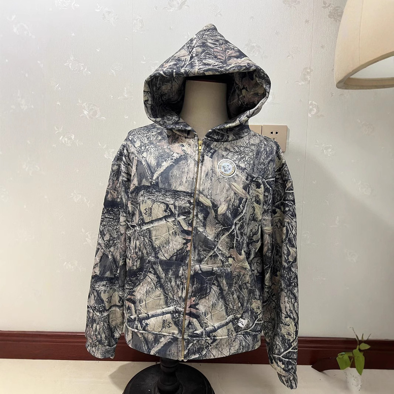 European and American Camouflage Zipper Sweatshirt Hoodie Men's Moss Oak Camo Sweatshirt Jacket Zipper Hunting Jacket