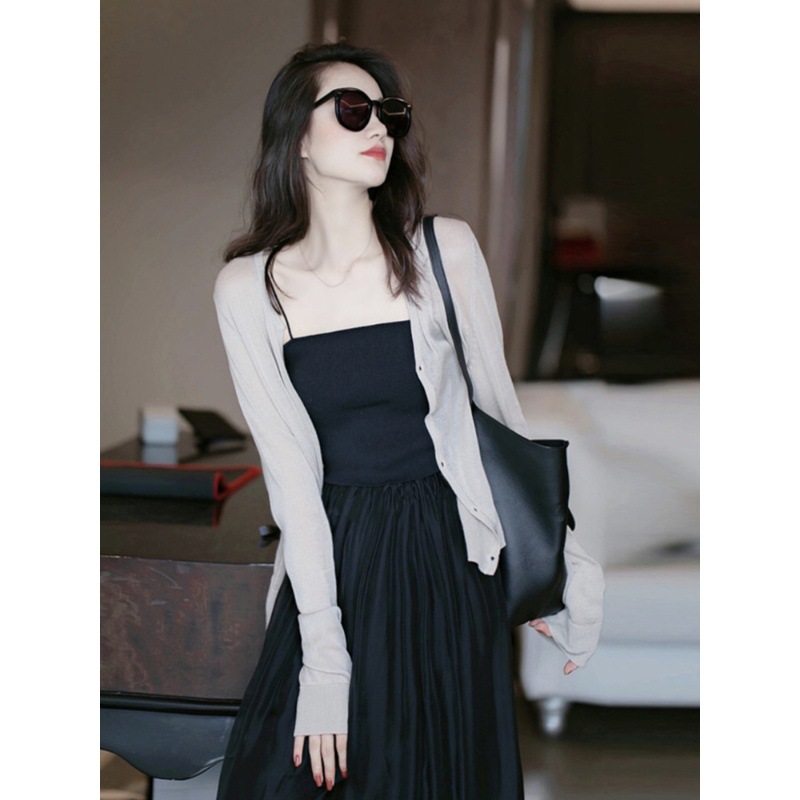 Knitted summer thin cardigan, cloak, oversize