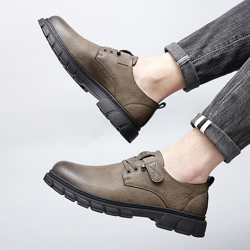 Zapatos de trabajo zapatos casuales de los hombres zapatos de cuero del dedo del pie grande de los hombres slip-on zapatos de los hombres de trabajo protección laboral zapatos de cuero casuales al aire libre