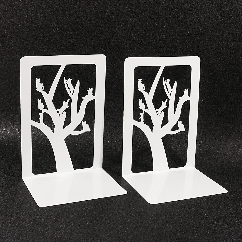 Bookends (Life Tree) Metal Tree-Shadow Design, Desktop Book Storage Pair, Decorative