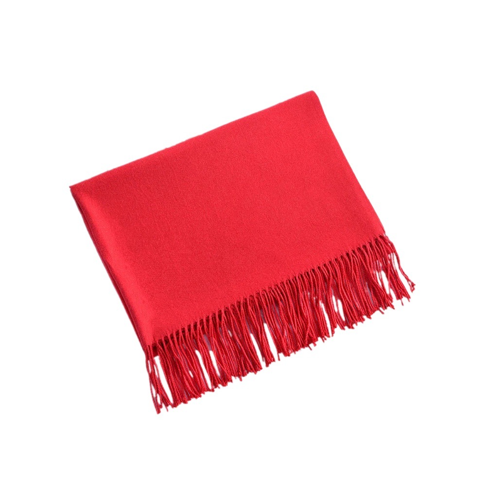 Fall/winter solid color cashmere scarf women's red annual meeting LOGO embroidery 200g warm shawl scarf wholesale