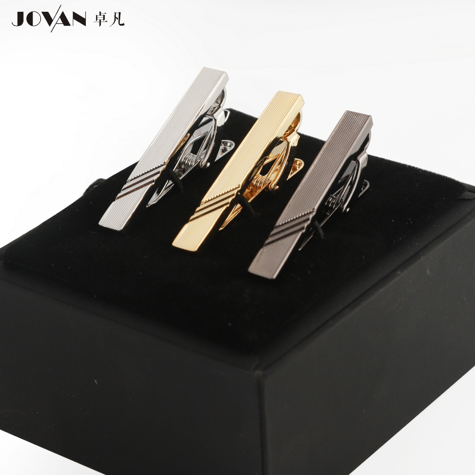 Zhuo Fan JOVAN Tie Clip Business Men's Collar Clip 4cm Short Stripe tieclips Accessories
