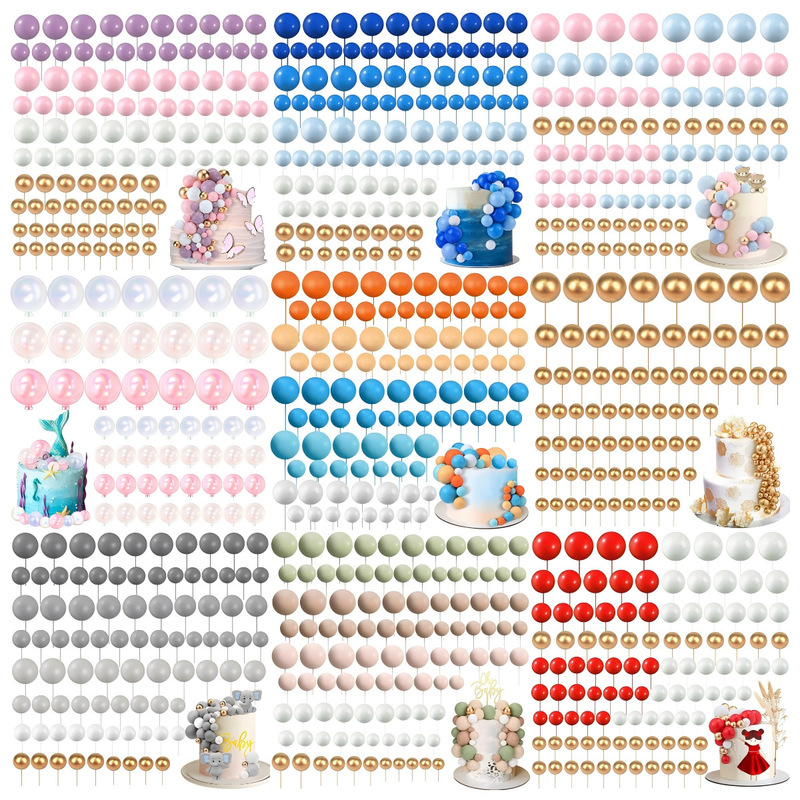 108 Balls Cake Decoration DIY Paper Cup Colorfulful Insert Foam Balloon Baking Wedding Happy Birthday Decorative Ball