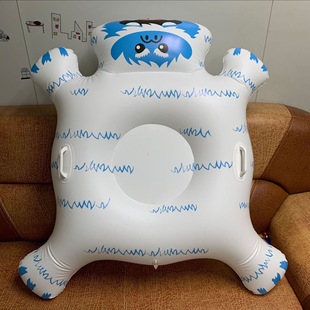 Cross-border inflatable cartoon bear snowboard PVC inflatable ski car high elastic wear-resistant material ski ring