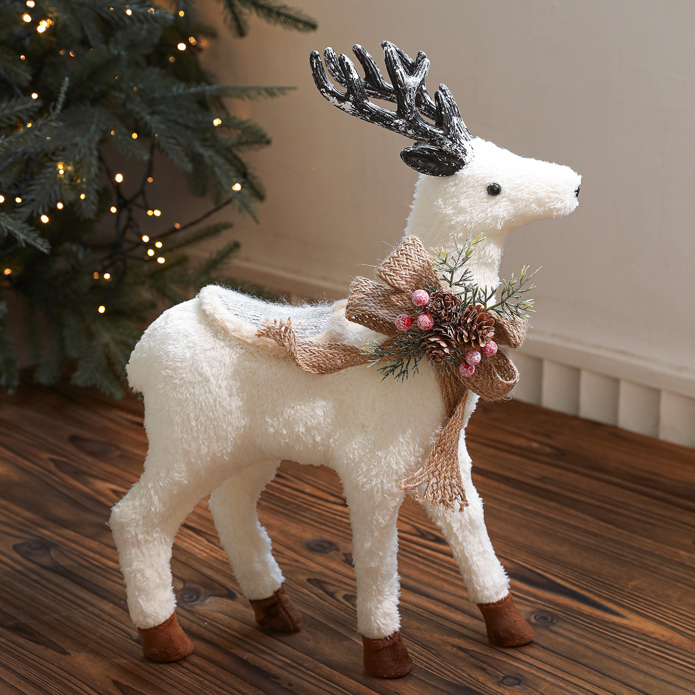Muñecas espuma blanca ciervo muñeca hogar centro comercial ventana decoración de árbol de Navidad decoración de Navidad