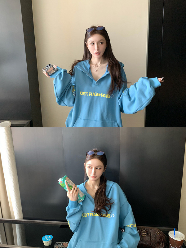 Skk Store 巴家私服 章若楠同款360G定染撞色套头卫衣外套女|undefined