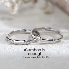 竹子戒指簡約小眾冷淡風2023新款潮高級感情侶對戒男女一對竹節戒