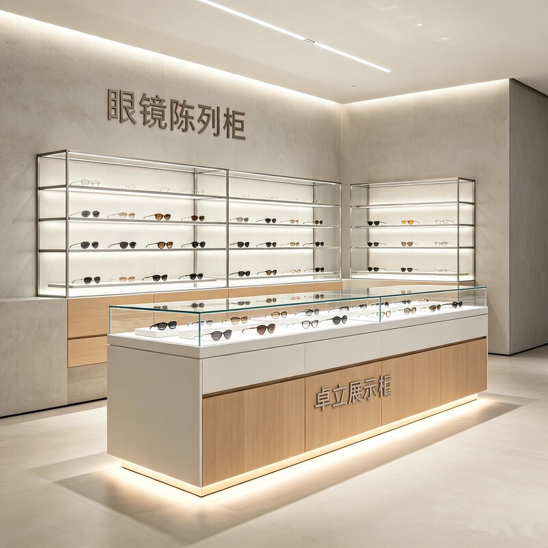 Painted Glass Display Stand, Special-Shaped Display Rack, High-End Silver Mirror Store Sample Display, Cultural Wall Customization Manufacturer