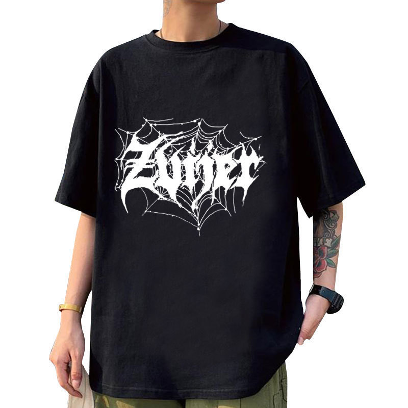 Summer European and American Dark ShorT-sleeved Tops Men's and Women's Casual GoThic Couple Harajuku Spider PrinTed T-shirT Tops Summer European and American Dark ShorT-sleeved Tops Men's and Women's Casual GoThic Couple Harajuku Spider PrinTed T-shirT Tops