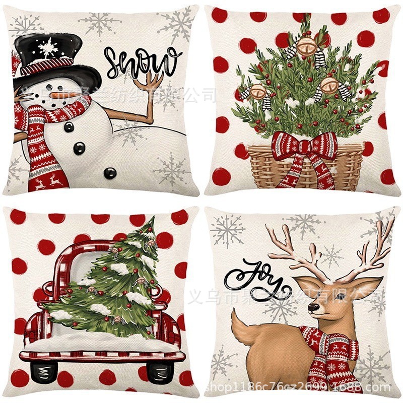 Navidad encontrada explosión abrazo funda de almohada festivales conejo alce decoración sofá atmósfera sensación de lino funda de cojín al por mayor image 48