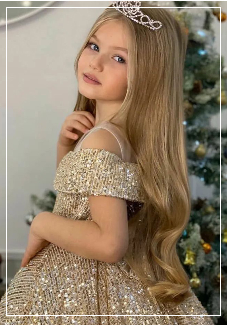 Rochie de prințesă cu paiete pentru fetițe la evenimente_voghion.com