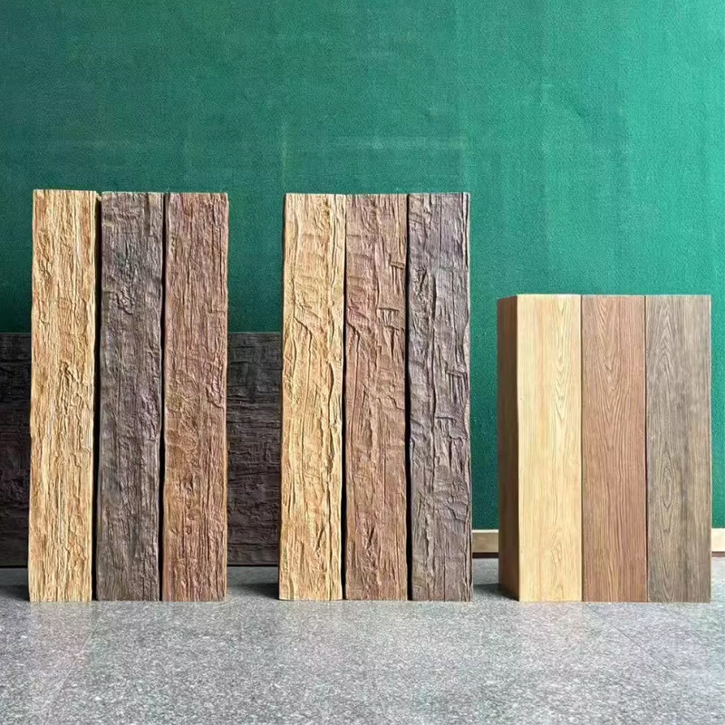 外贸pu假梁木材装饰房梁包柱子空心仿木老榆木饰板侘寂风文旅酒店