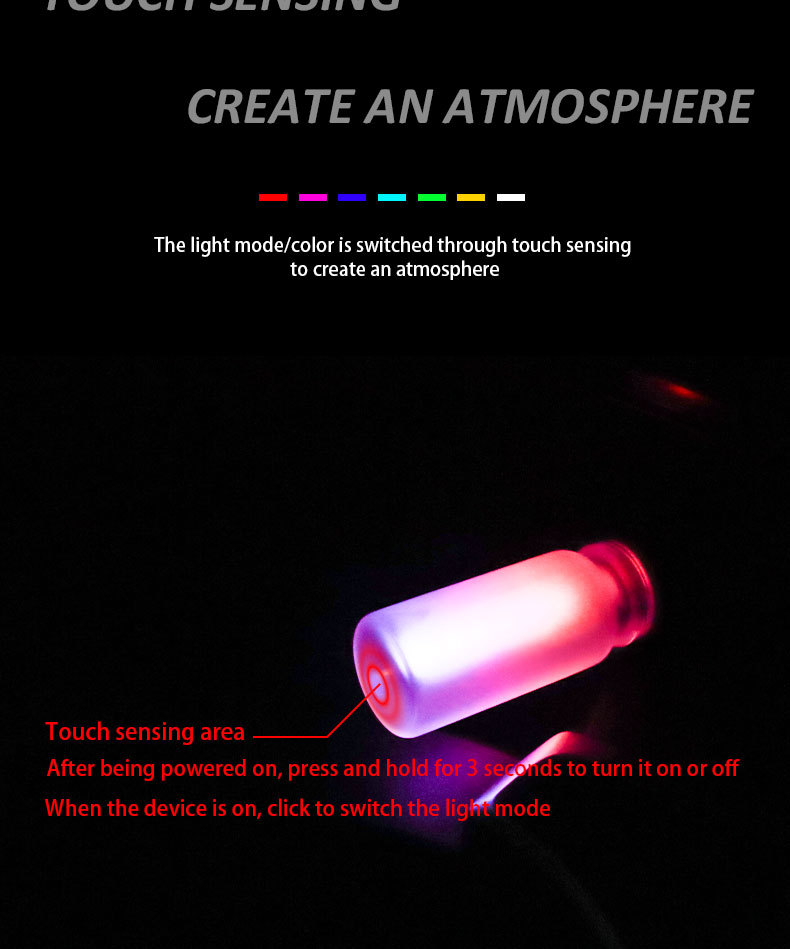 Cross-Border Car USB Indoor Glass Bottle Touch Light, Colorful Ambient Light, Plug-And-Play Bedroom Car Light