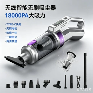 Car-Mounted Digital Display Smart Brushless Car Vacuum Cleaner, Handheld, Small, High-Power, Multi-Functional, Wireless, with Strong Suction Power