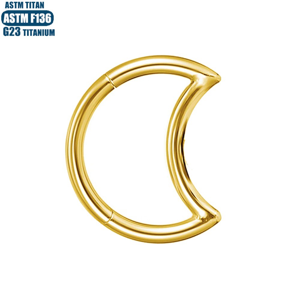 F136 Titanium Alloy Seamless Moon Nose Ring with CZ - Diamond Earring Tragus Septum Piercing Jewelry detail image 11