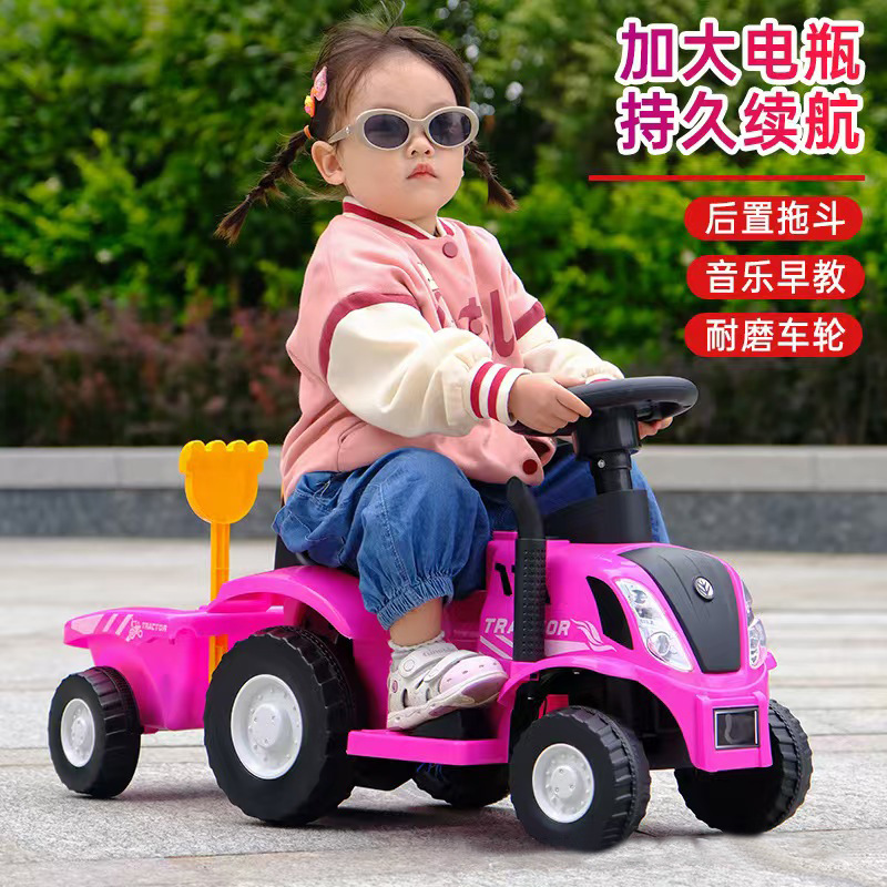 Tractor para niños, patineta para niños, niños, niñas y niños con un coche de juguete de cuatro ruedas, patineta eléctrica
