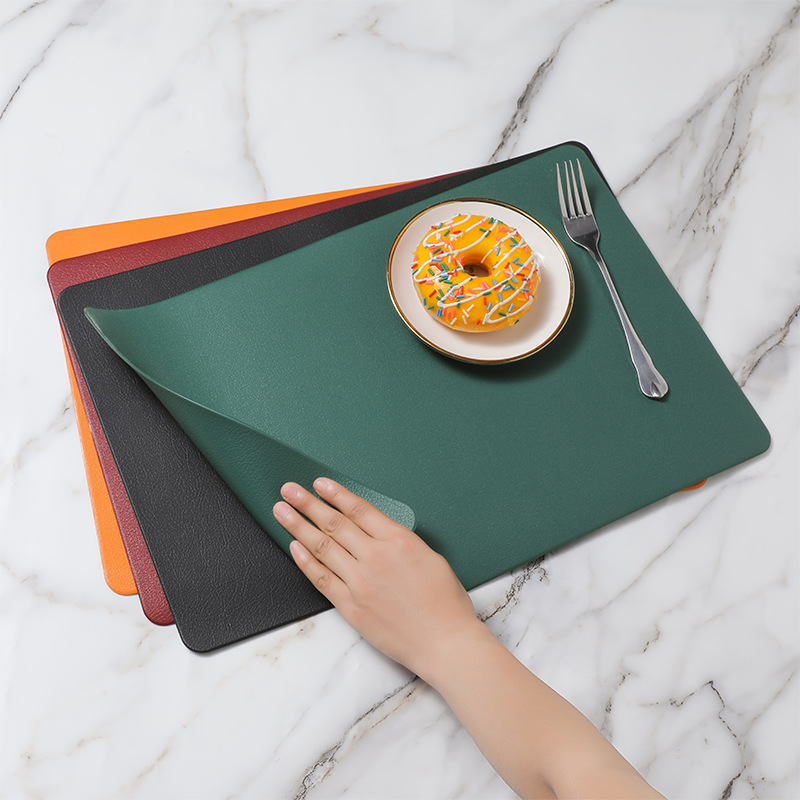 Simple PVC de cuero placemat Hotel Cafe hogar estera de mesa fácil de limpiar de doble capa estera de aislamiento decorativo estera de mesa de registro