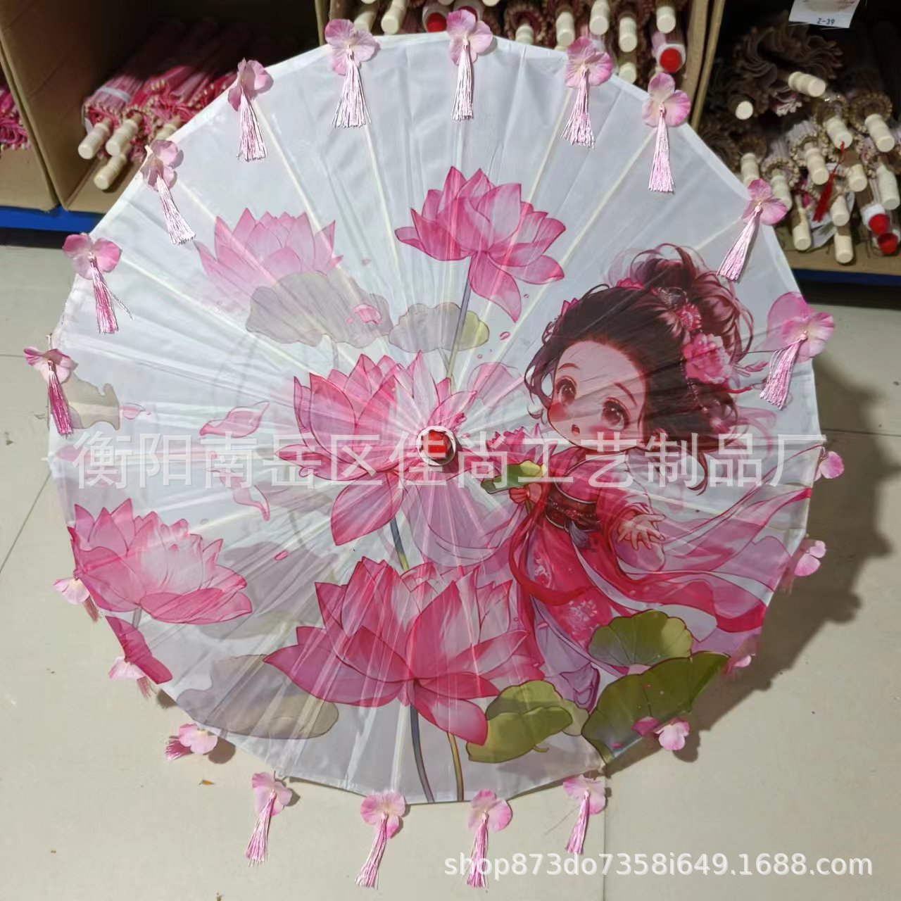 연꽃 요정 핑크 꽃잎 우산
