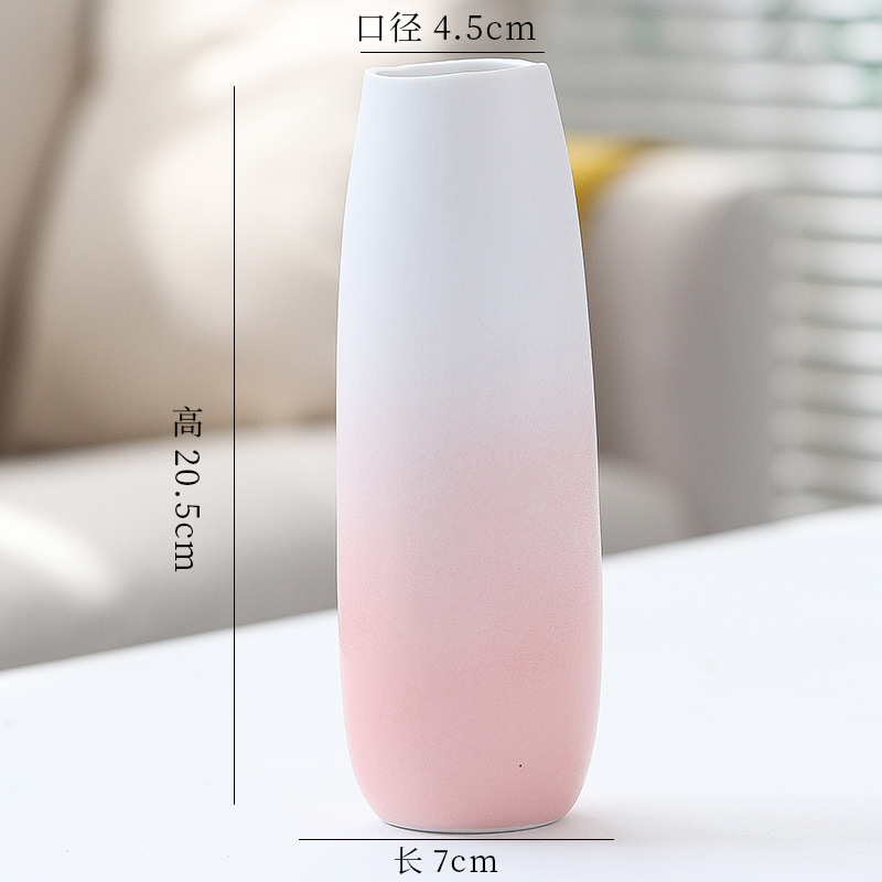 シンプルな現代の満天星陶磁器の花瓶の置物の客間の白い磁器の小さい清新な乾いた花の生け花の創意の陶磁器の花器|undefined