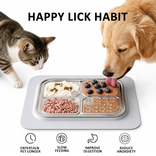 宠物舔食垫不锈钢小狗慢食垫狗狗舔舐垫硅胶舔舔盘狗粮猫咪餐垫