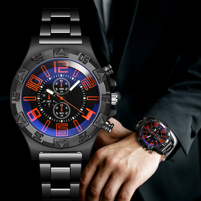 Horseshoe Buckle Buckle Style Round Dial Shape Sports Geometric Horseshoe Buckle Quartz Men's Watches