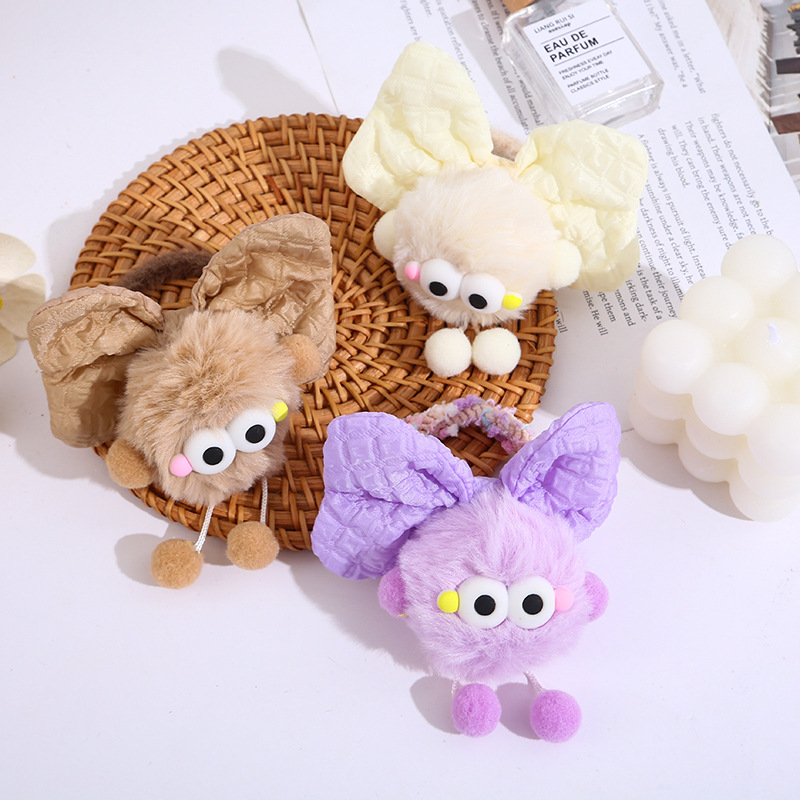 Cuerdas de pelo de bolas chicas cuerdas de pelo lindas bolas de peluche tiras de goma no dañan el cabello otoño invierno 2024 nuevo anillo de pelo