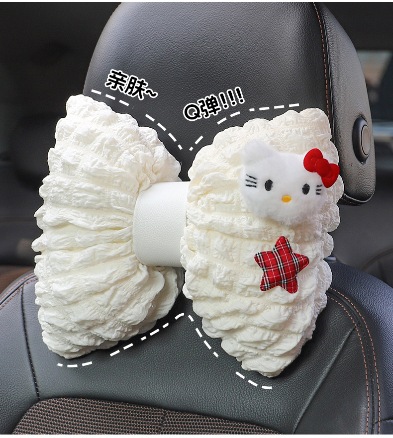 Car Headrest Neck Pillow for Girls, Cute Car Cushion, Interior Accessories, Car Seat Lumbar Support, Shoulder Protector, Tissue Box