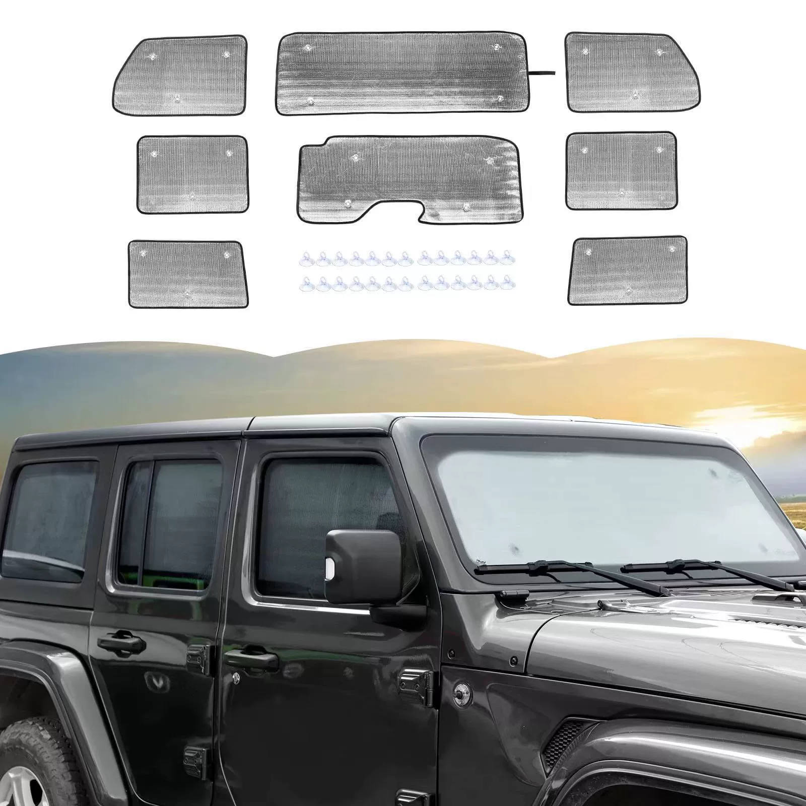 Wrangler JLU 4 двери солнцезащитный козырек 2018-2023, набор из 8 предметов