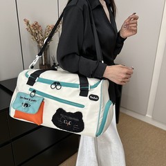 クロスボーダークロスボディスポーツフィットネスバッグ大容量旅行ポータブル荷物バッグドーパミンコントラストカラー短距離旅行バッグ女性のための