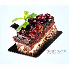 定制亚马逊一次性塑料圆形甜品慕斯碟蛋糕托创意圆托黑色方形盘