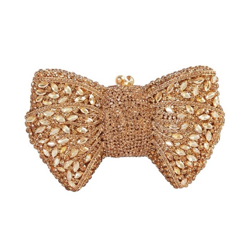 Bow cristal embrague de arco transfronterizo bolsas de cena de diamantes perforadas bolsas de mano de diamantes llenas bolsas de banquete