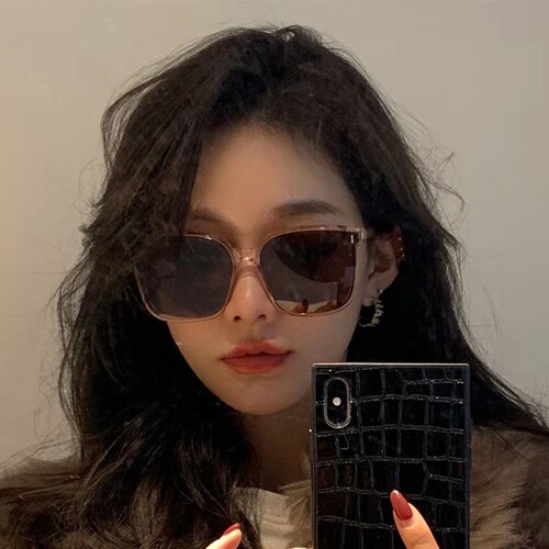 New brown sunglasses for women, high-end metal large frame anti-UV sunglasses for women, fashion retro internet celebrity glasses