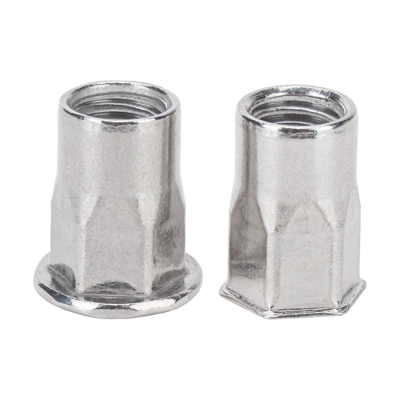 304 acero inoxidable cabeza plana medio hexagonal remachado tuerca de remachado pequeño contraabsor interno y externo hexagonal tuerca de remachado M5M6 tuerca de remachado