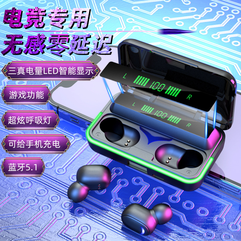 Nuevo E10 e-sports juego auricular pantalla de visualización digital de energía móvil con luz de respiración auricular entrega de una sola pieza